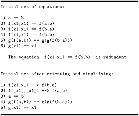Fig. 2 Initial set of equations after orienting and simplifying.