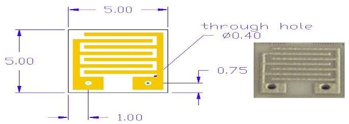 Figure 2.12. Interdigitated sensor (all spacing details are given in mm)