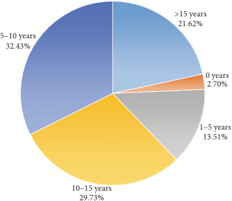 Figure 2: Profile of the respondents. Years of experience (%).